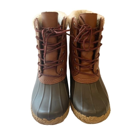 TOMMY HILFIGER | Women’s Brown Russel Faux Fur Lined Leather Duck Boots | Size 7 - Picture 3 of 11